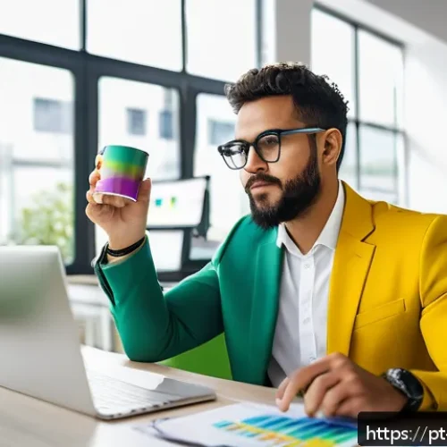 Home 17 신흥 직업군의 성공 사례 분석 - A modern digital marketing specialist in a bright, contemporary office space, analyzing colorful dat...