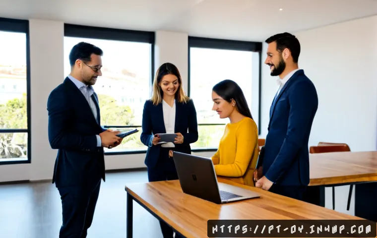 Home 17 신흥 직업군의 인재 확보 전략 - Photorealistic modern recruitment strategy meeting in a bright Lisbon coworking office, diverse Port...